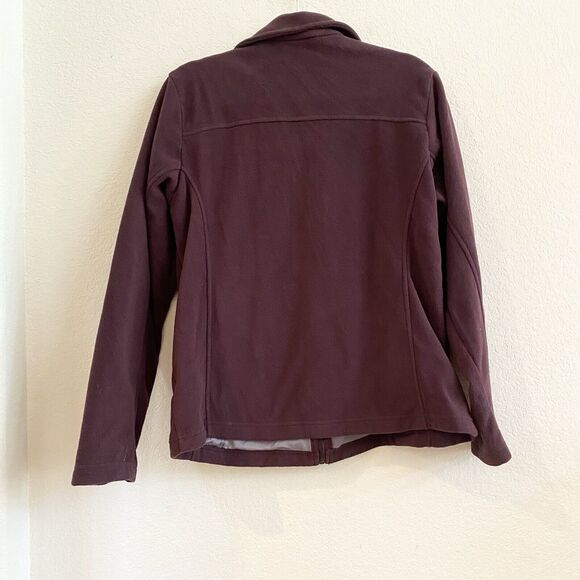 Women’s Columbia Burgundy Zip Up Fleece Lined Fitted Jacket Sz L EUC Performance - Picture 10 of 10